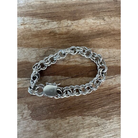 Vintage Sterling Silver Double Link Bracelet 24.8g 7 1/2" - Picture 1 of 7